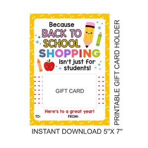 Porte-cadeau pour la rentrée des classes pour enseignant à imprimer / Cadeau pour la rentrée des classes / Porte-cartes pour la rentrée des enseignants PDF