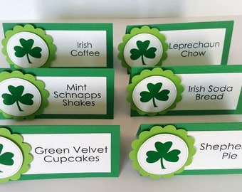 St. Patrick's Day Food Tent cards / St. Patrick's Day Place cards / Patrick's Day Buffet cards / Patrick's Day food labels / Food tent cards