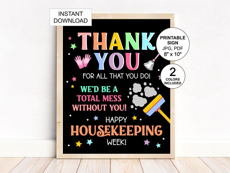 Housekeeping Week Poster Printable / Housekeeping Service Week Sign ...
