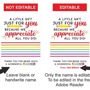 Editable Teacher Appreciation Gift Card Holder Printable / Teacher ...