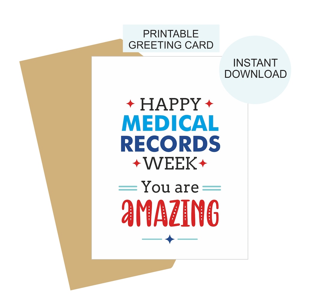 Medical Records Week Card Printable / Medical Records Week Etsy