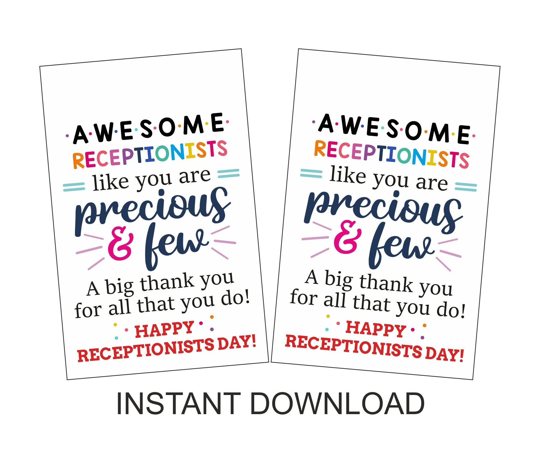 Reception Tags Receptionist Gift Tags Printable / Receptionist Day Tags ...