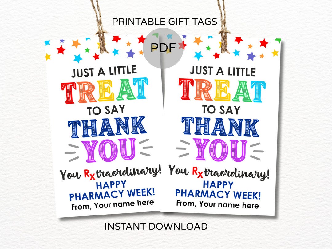 Pharmacy Week Treat Tags Printable / Pharmacy Week Tags / Pharmacy Week ...