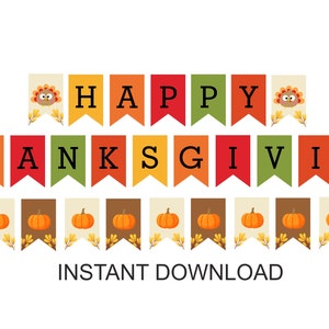 Thanksgiving Banner printable / Happy Thanksgiving banner printable / Thanksgiving printable banner / Printable Thanksgiving bunting / PDF