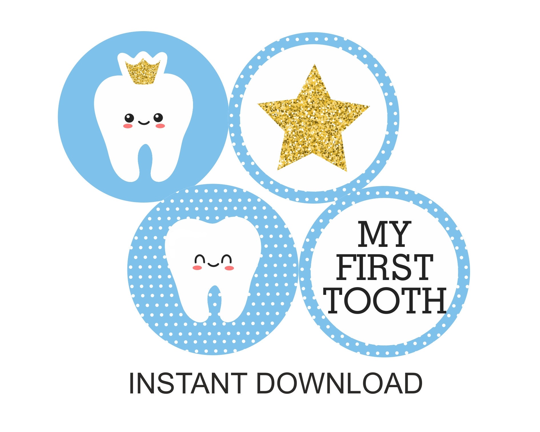 First Tooth Cupcake Toppers Boy Printable / Atam Hatik Cupcake Etsy UK
