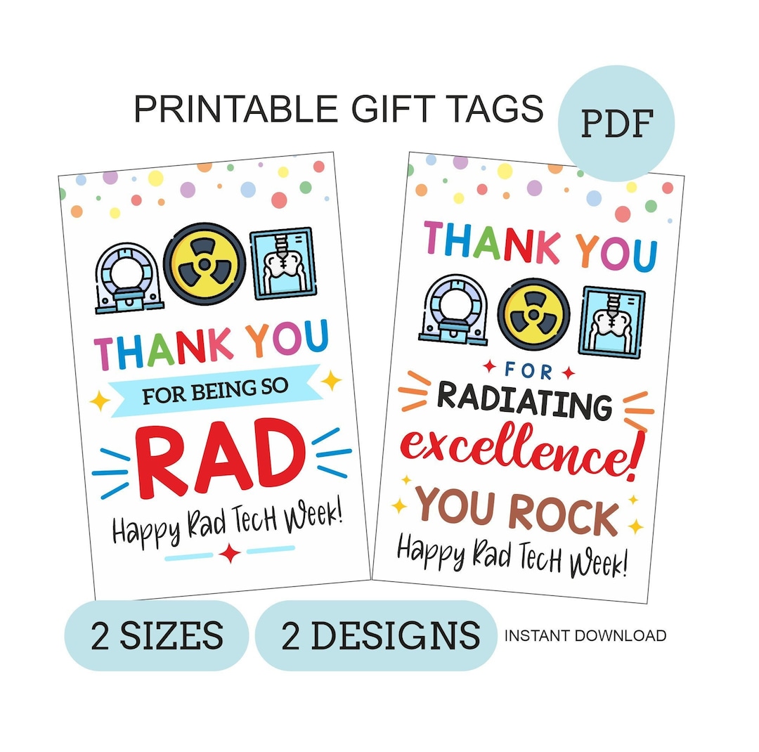 Rad Tech Week Gift Tag Printable / Radiology Tech Week Gifts / Rad Tech Gift Tag / Rad Tech Week