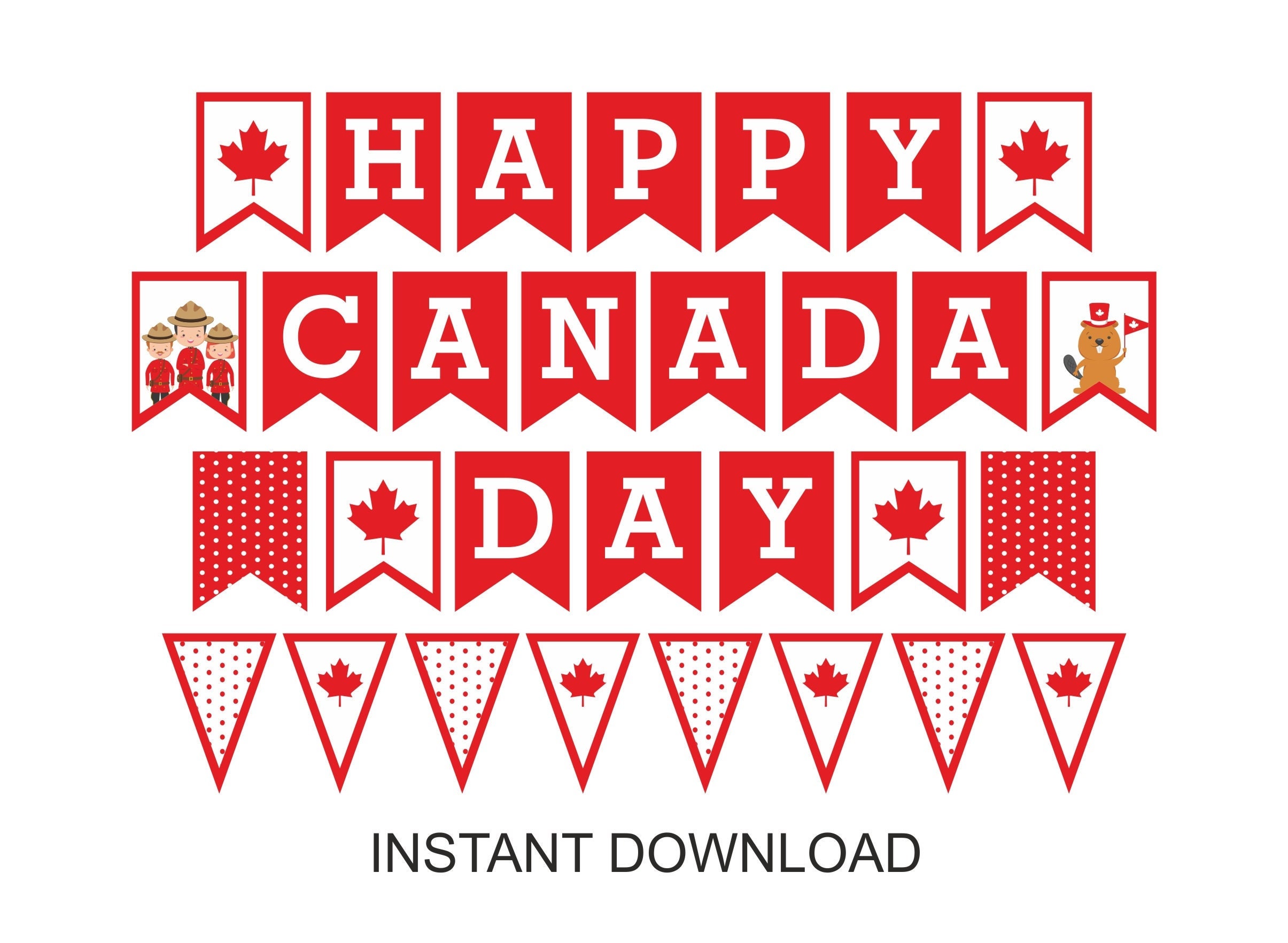Happy Canada Day Banner Printable / Canada Day Garland / Etsy