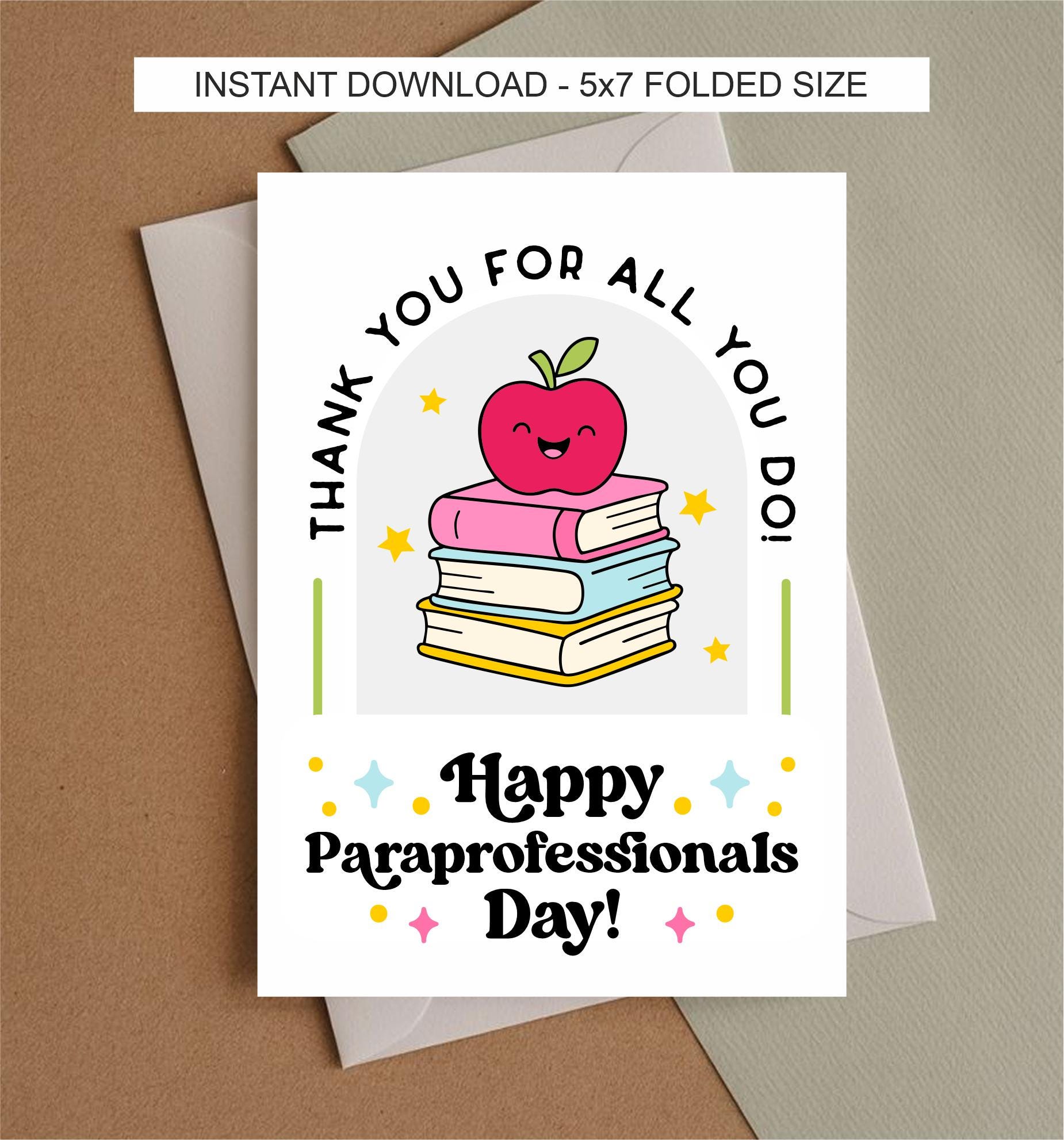 Paraprofessional Day Card Printable / Paraprofessional Appreciation ...
