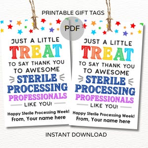 Sterile Processing Week treat tags printable / SPD week treat tags / Sterile processing week gifts / sterile processing tech tags PDF