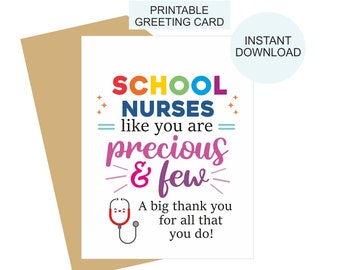 School Nurse card printable / National School Nurse Day card / School nurse gift / School Nurse appreciation School Nurse thank you card PDF