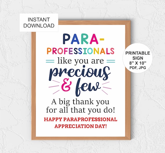 Thank You Paraprofessional Banner - Gold Glitter Appreciation Day Party Decor