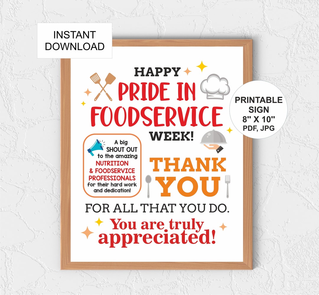 Pride in Foodservice Week Sign Printable / Pride in Foodservice Week