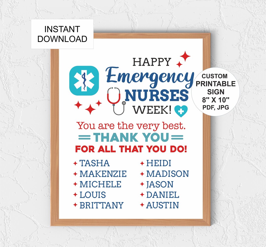 Personalised Emergency Nurses Week Appreciation Sign Printable / ER