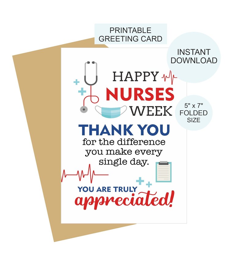Nurse Week Appreciation Card Printable / Nurses Week Card / Nurse Week ...