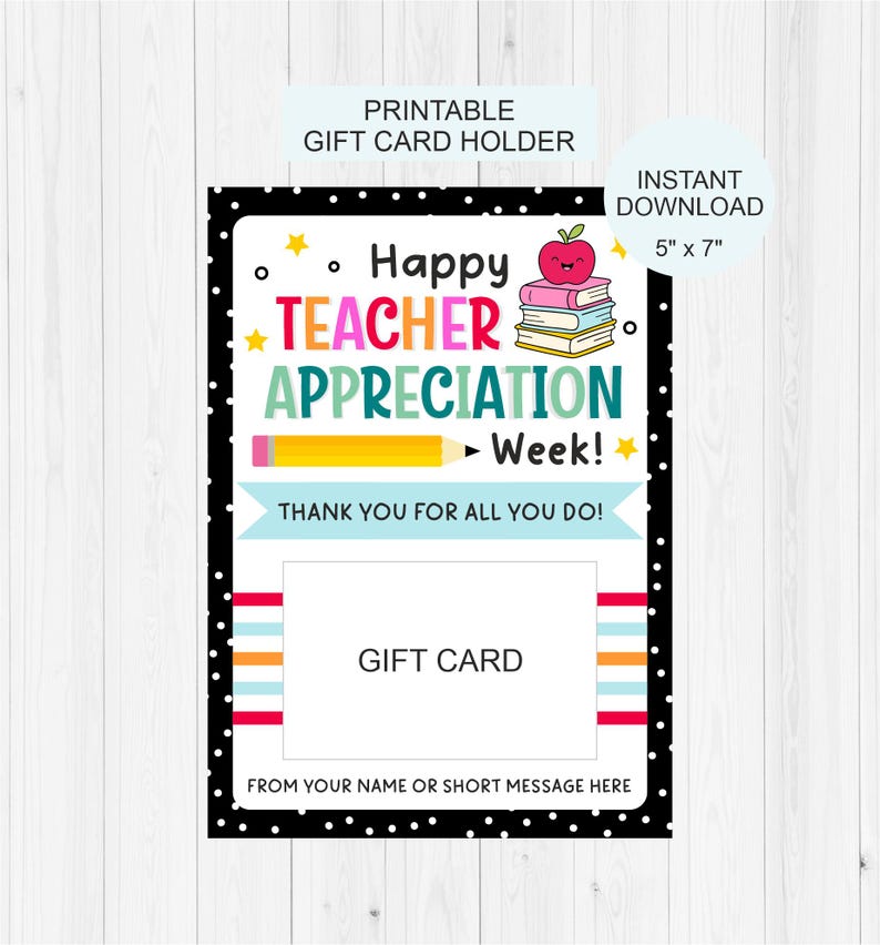 Teacher Appreciation Week Gift Card Holder / Teacher Appreciation Week ...