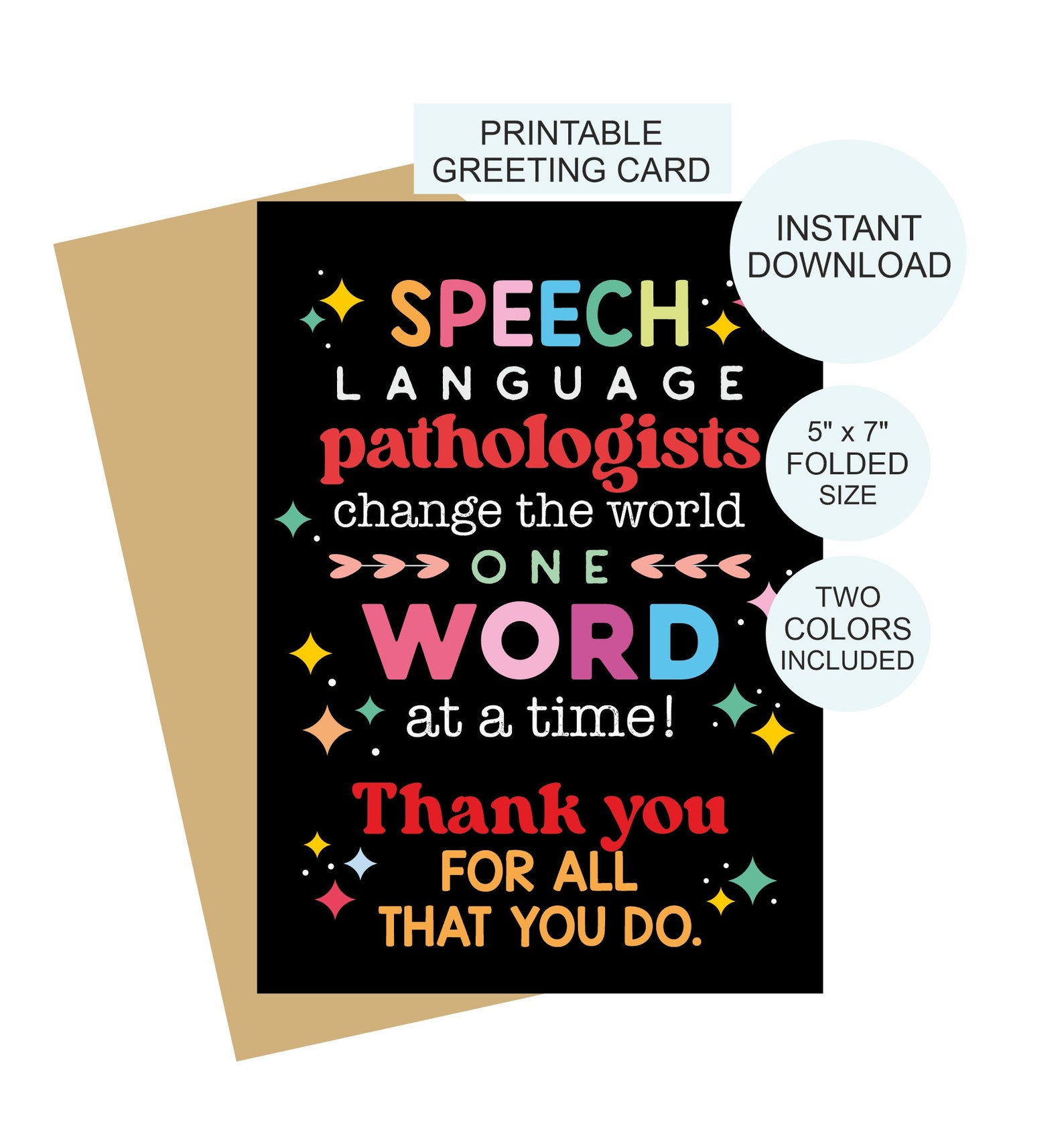 SLP Card Printable / Speech Language Pathologist Card / SLP ...
