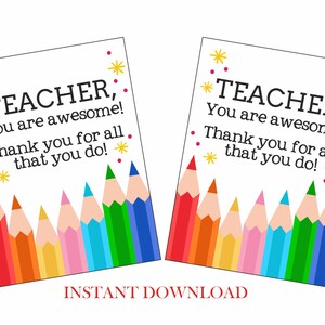 Printable teacher appreciation tag / Teacher thank you tags printable / Teacher gift tags / Teacher gift tag printable / Teacher tags / PDF
