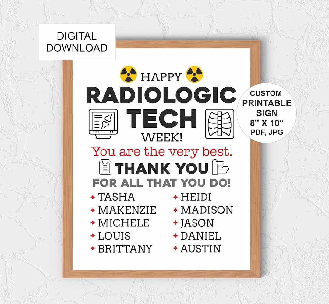 Personalised Rad Tech Week Sign Printable / BLACK Rad Tech Week Gifts ...