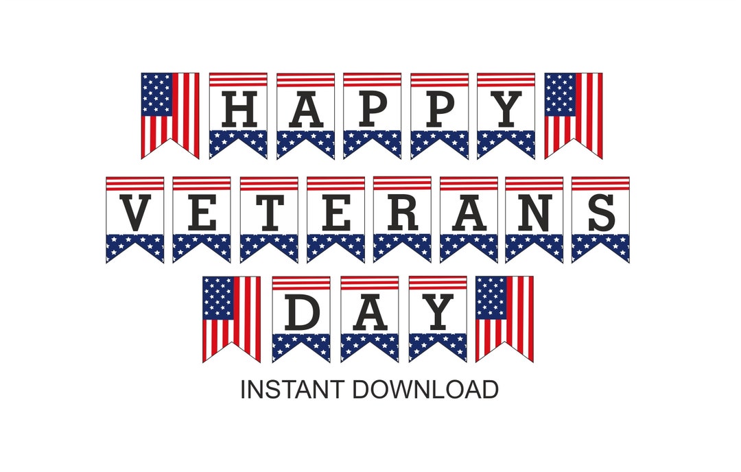 Happy Veterans Day Banner Printable / Printable Happy Veterans Day