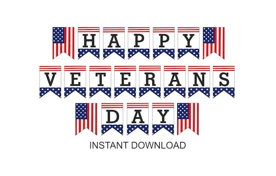 Happy Veterans Day Banner printable / Printable Happy Veterans Day Banner / Veterans Day banner / Printable Veterans Day banner / PDF
