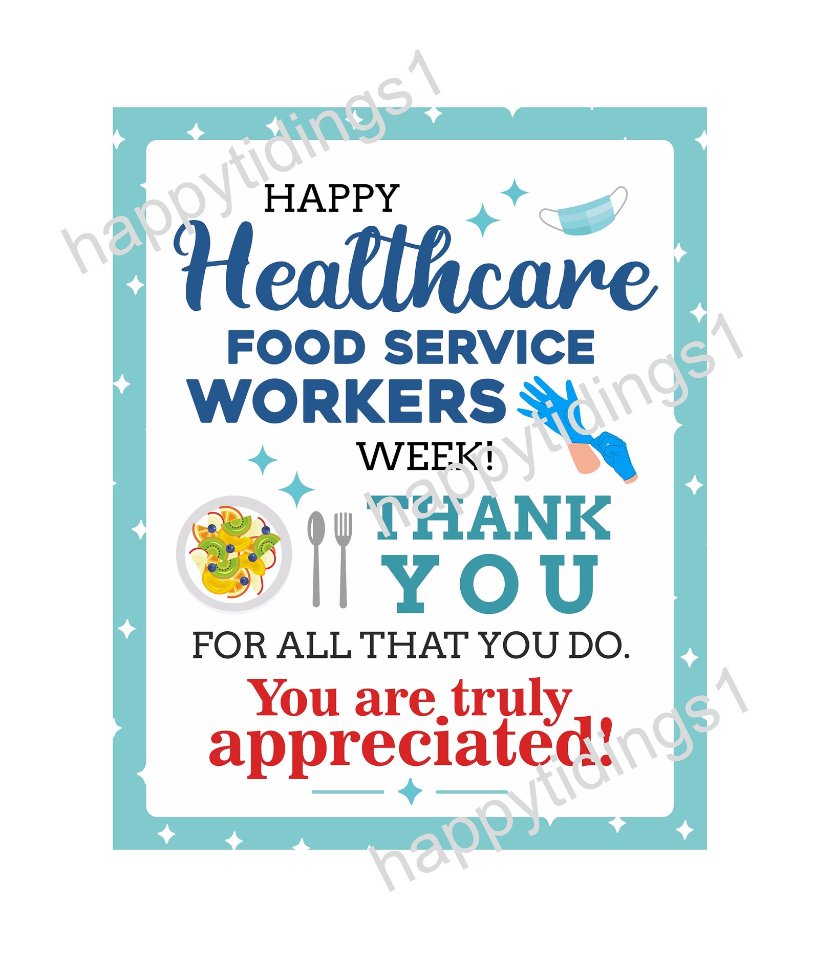 Healthcare Food Service Workers Week Sign Printable / Food Service ...