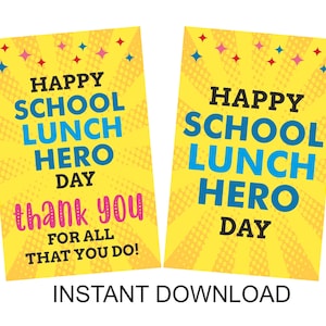 Schullunch-Held-Tag zum Ausdrucken / Lunch-Held-Dankeschön-Tags / Schullunch-Held-Geschenkanhänger / Lunch-Held-Tags / 2 DESIGNS / PDF