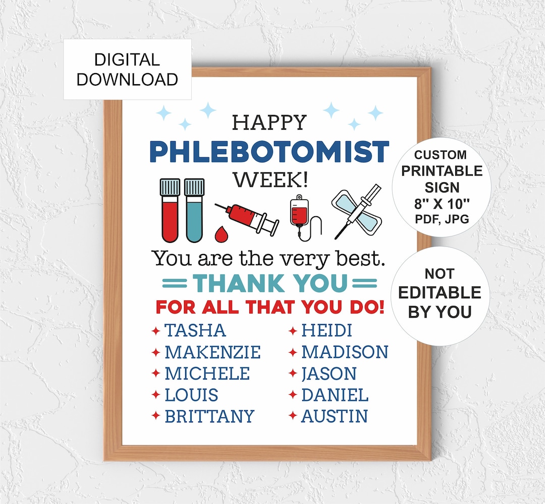 Personalized Phlebotomist Week Sign Printable / Personalised