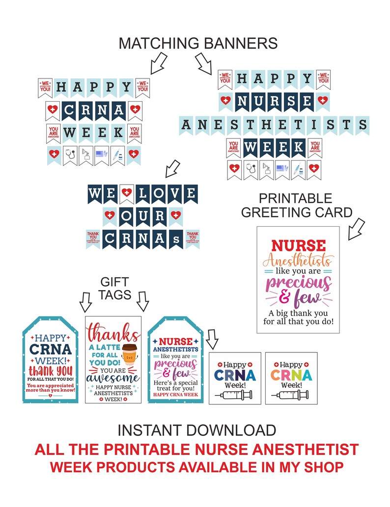 CRNA Week Stickers Printable / CRNA Week Tags Printable / CRNA - Etsy