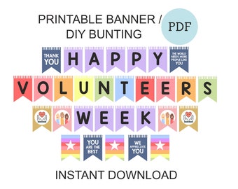 Volunteer week banner printable / Volunteer appreciation week banner / Volunteers week banner / Volunteer banner / Volunteer week decor PDF