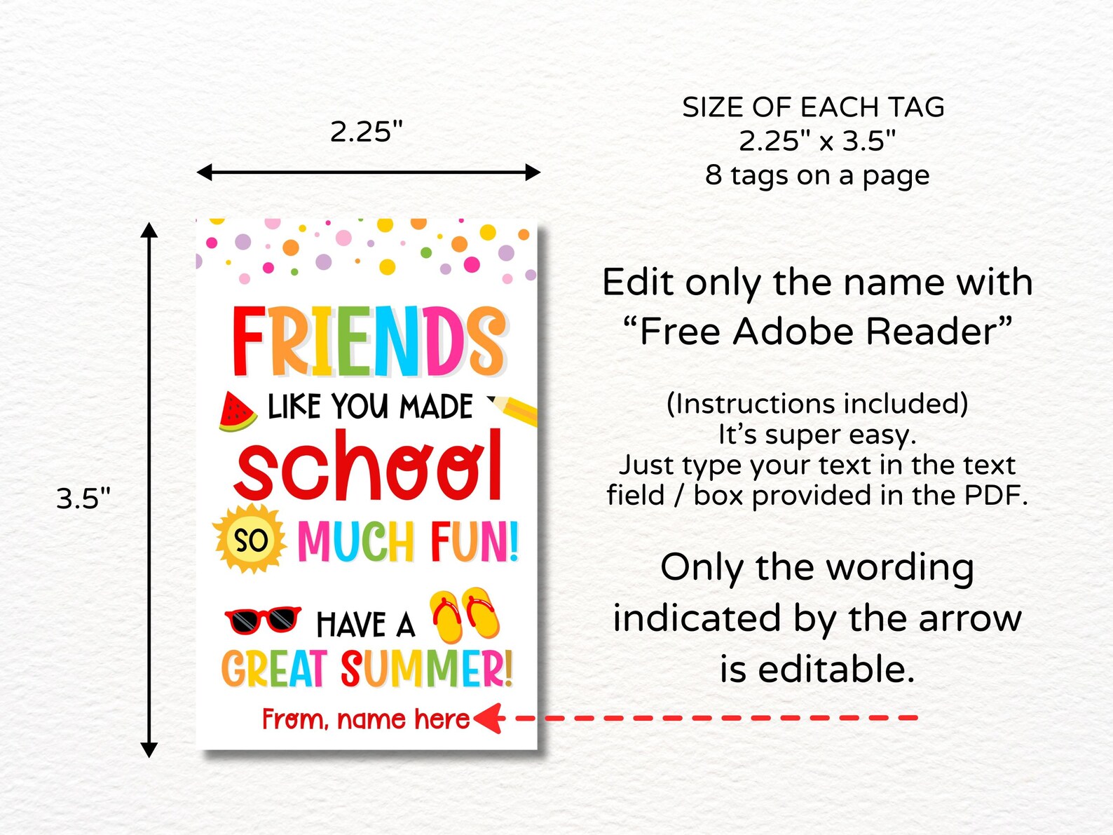 Last Day of School Friend Gift Tags Printable / Friend Summer Tag ...