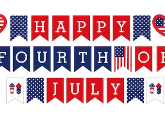 Fourth of July Banner Printable / 4th of July Banner Printable / Printable Fourth of July banner / 4th of July Decorations /Patriotic banner