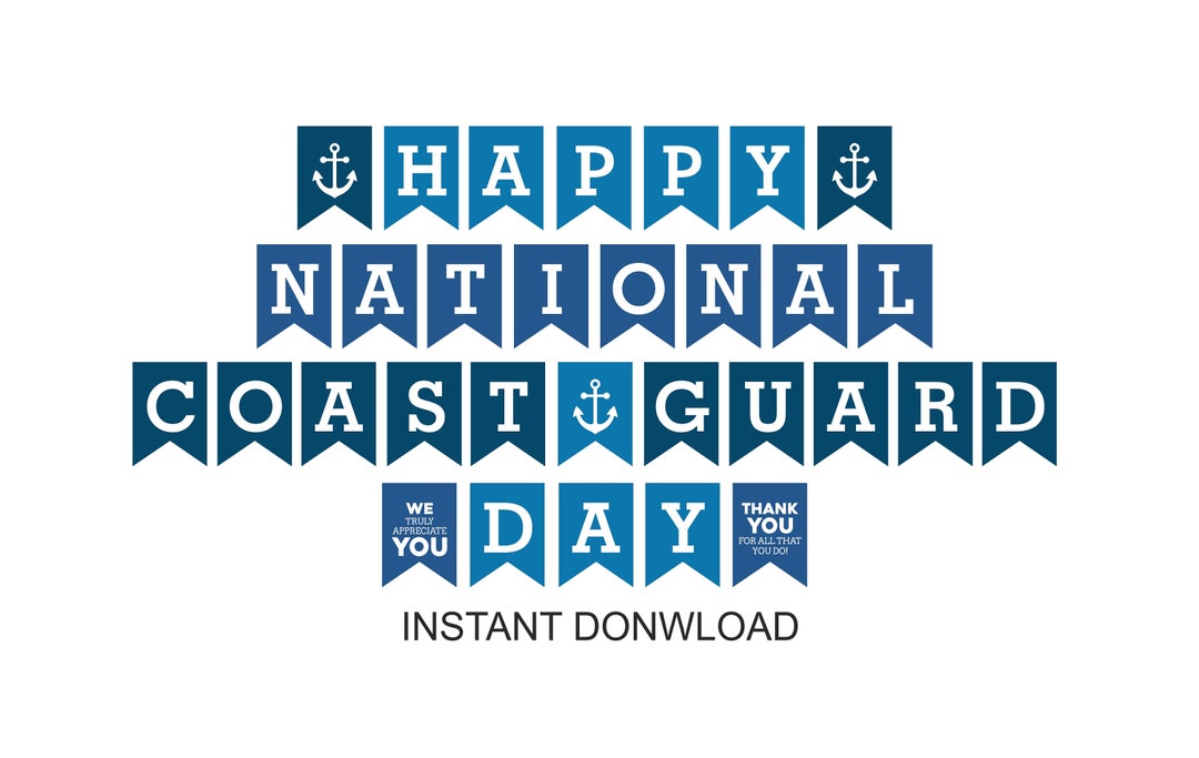 Happy Coast Guard Day Banner Printable / Coast Guard Birthday Etsy