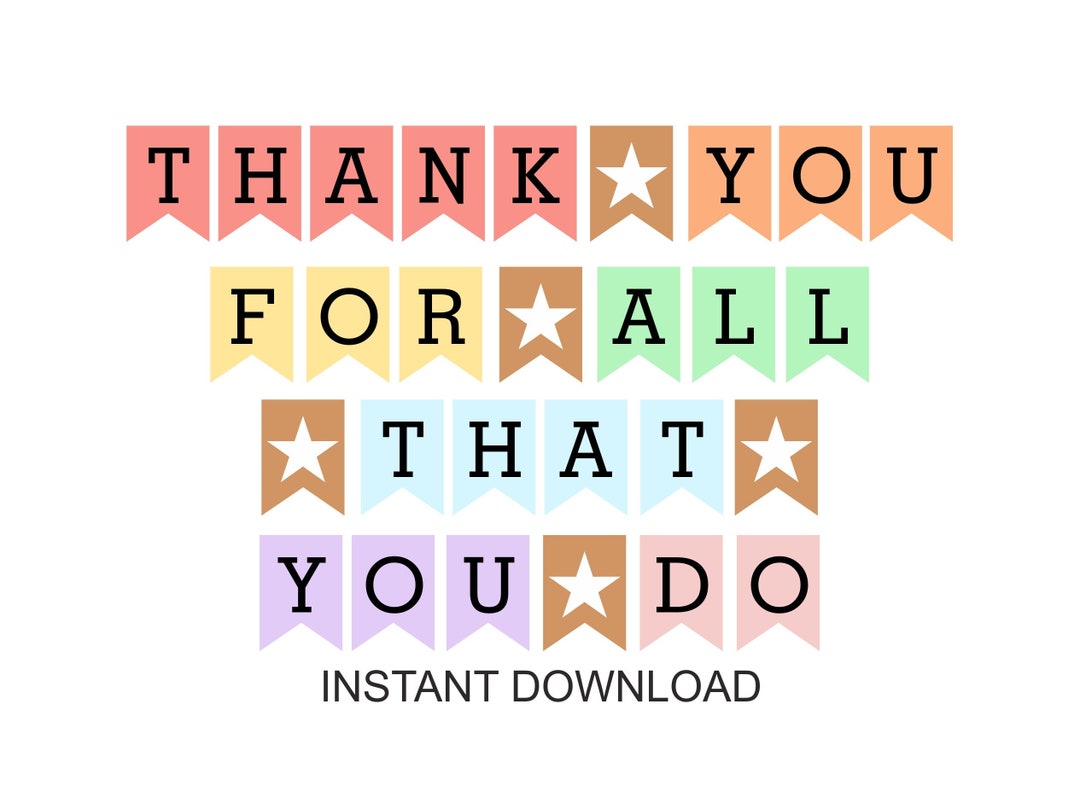 Thank You Banner Printable / Thank You Bunting Printable / Appreciation Thank You Banner Printable / Thank You Bunting Printable / Appreciation