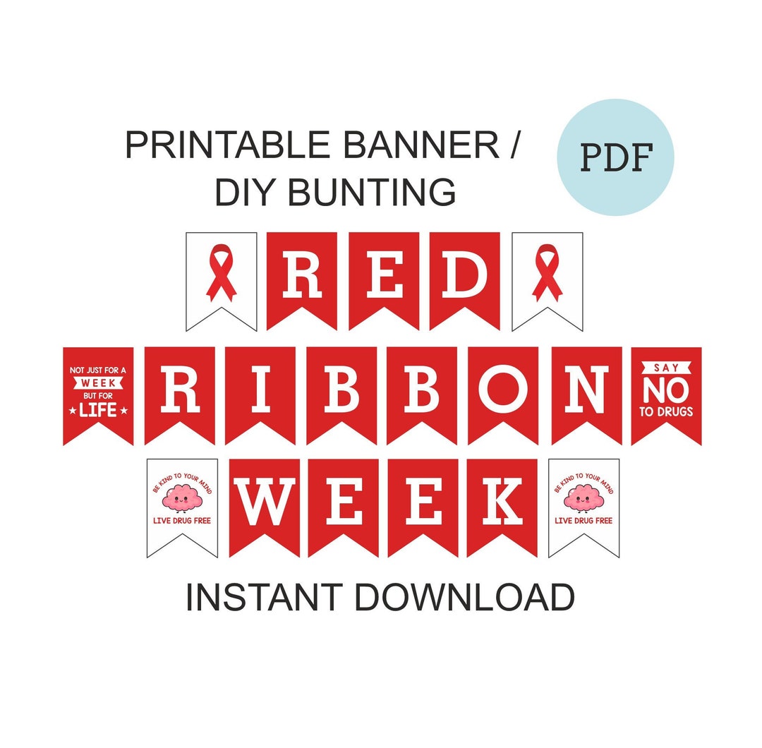 Red Ribbon Week Banner Printable / Red Ribbon Week Bulletin Board Decor ...