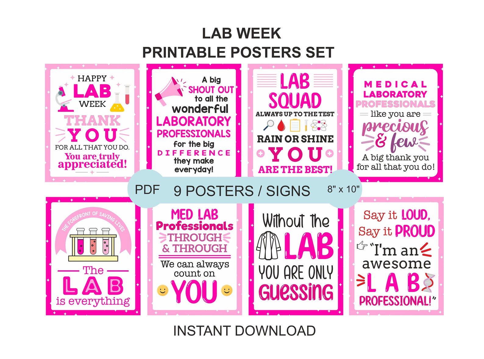 Ashi Lab Week Lab Week Posters Printable Set of 9 / Laboratory Week 2024 / Lab Week ...