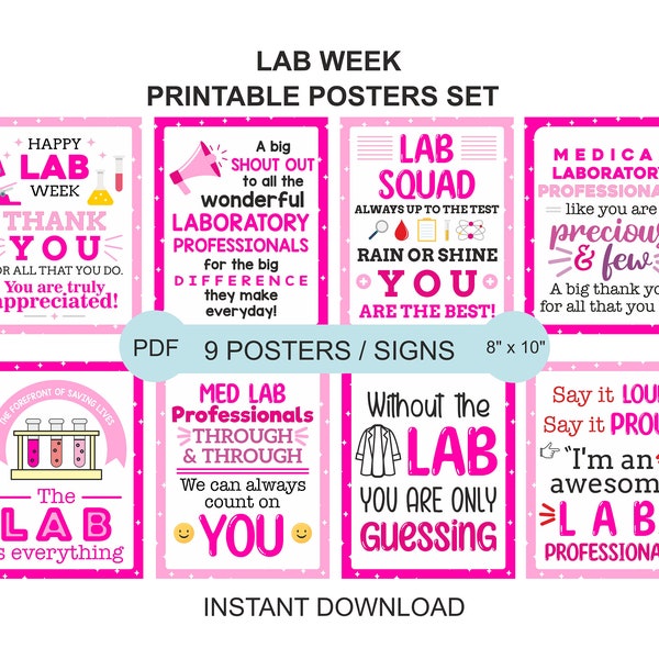Lab Week posters printable Set of 9 / Laboratory week 2024 / Lab week 2024 / Lab week decorations / The lab is everything / Lab week sign
