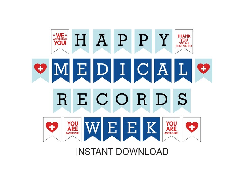 Medical Records Week Banner Printable / Medical Records Gift / Etsy