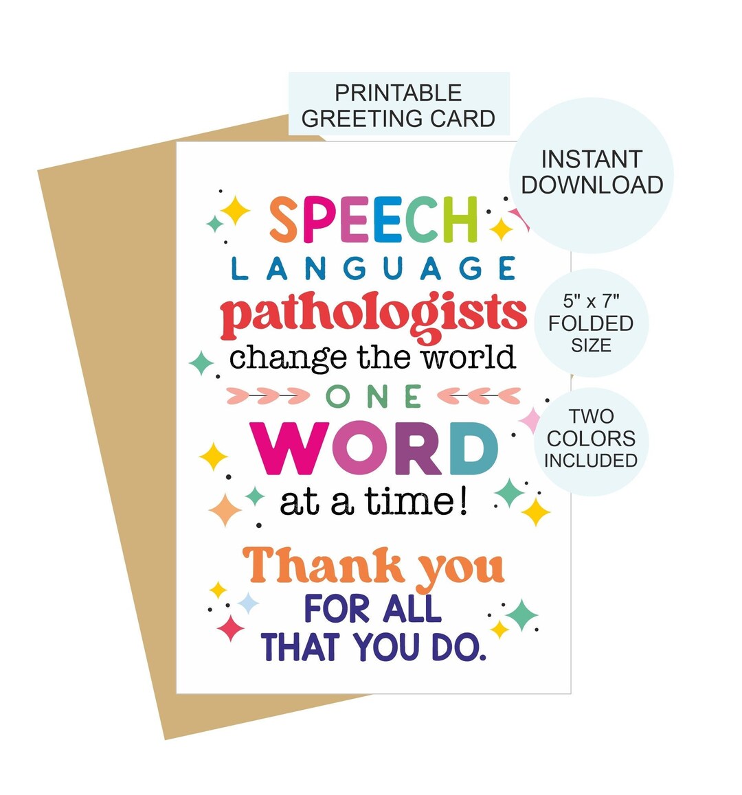 SLP Card Printable / Speech Language Pathologist Card / SLP