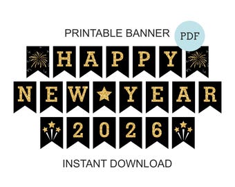 Bannière Déco 'Bonne Année 2026' - Guirlande Papier Fanions, Corde 5 M, Décoration Fête, Bureau, Maison