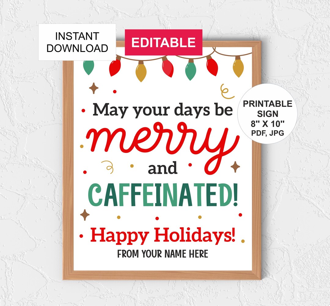 Editable Christmas Coffee Sign Printable / Holiday Coffee Sign / Merry ...