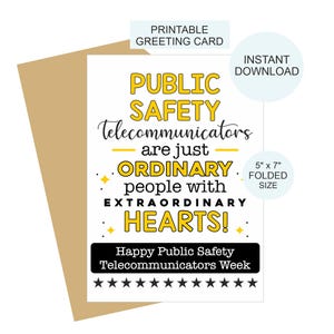 Openbare veiligheid Telecommunicators Weekkaart afdrukbaar / Telecommunicator-weekkaart / Telecommunicator-weekgeschenken / Telecommunicatorkaart pdf