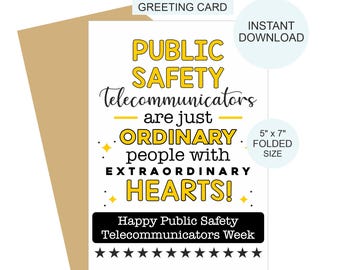 Public Safety Telecommunicators Week card printable / Telecommunicator week card / Telecommunicators Week gifts / Telecommunicator card PDF
