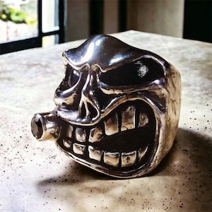 Mister .45 Mafioso Sterling Silver Ring- Skull Ring- Biker Ring- Statement Ring- Bad Ring- Mens Ring
