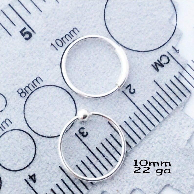 DIY add beads 22gauge Nose Ring Set,Sterling Silver two piece set Captive ball /& captive ring hoop cartilage piercing