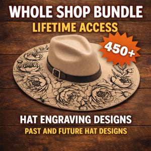 Tutti i modelli di cappelli a tesa larga in bundle con il negozio, modello per la masterizzazione laser di cappelli, download digitale PNG, stencil per incisione laser di cappelli