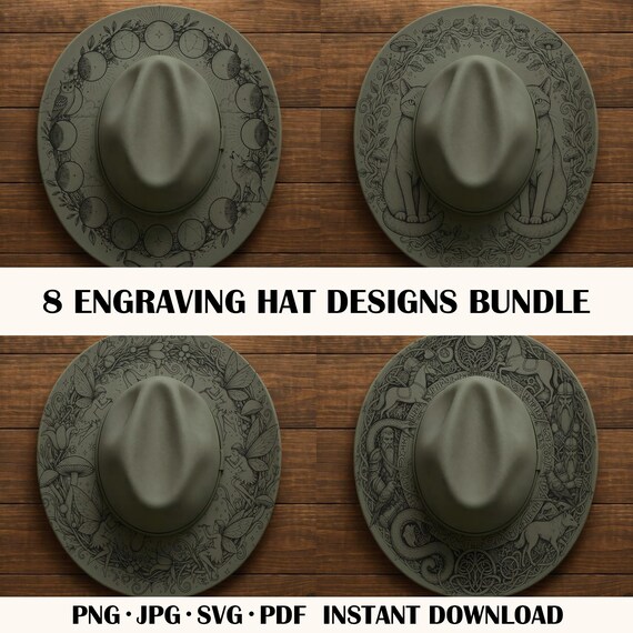 Fantasy World Wide Brim Hat Bundle, 8 Designs for Laser  display picture 3