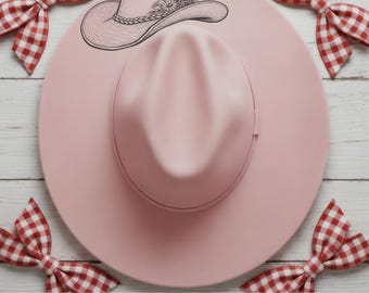 Cowboy Hat With Flowers Wide Brim Hat, Laser Hat Burning Stencil, Digital Download PNG, Hat Burning Template, Hat Laser Engraving
