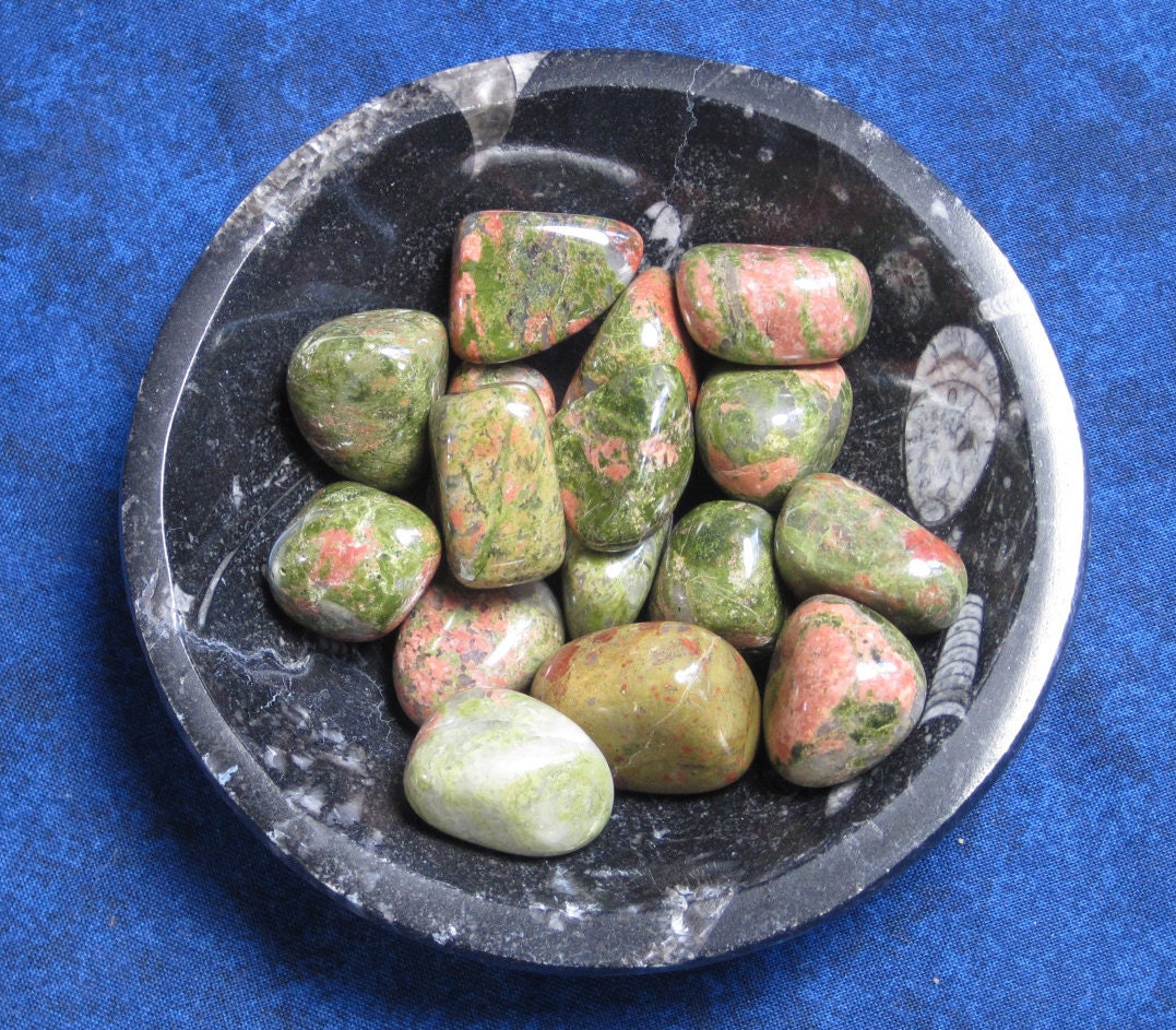 Unakite Crystal Tumblestone Green Crystal Pink Crystal Etsy