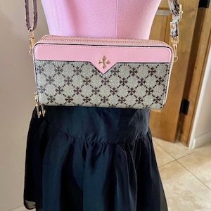 Cartera larga de cuero para mujer, bolso bandolera, cartera de mano, tarjetero con doble cremallera, funda para teléfono, correa de hombro ajustable, regalo para ella