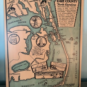 Vintage Outer Banks, NC map circa 1930
